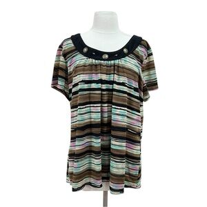 Notations Colorful Striped Blouse Size XL